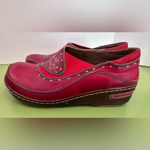 L'Artiste Spring Step Burbank Clogs EU 42 US 11 Run Small RED LEATHER close Back